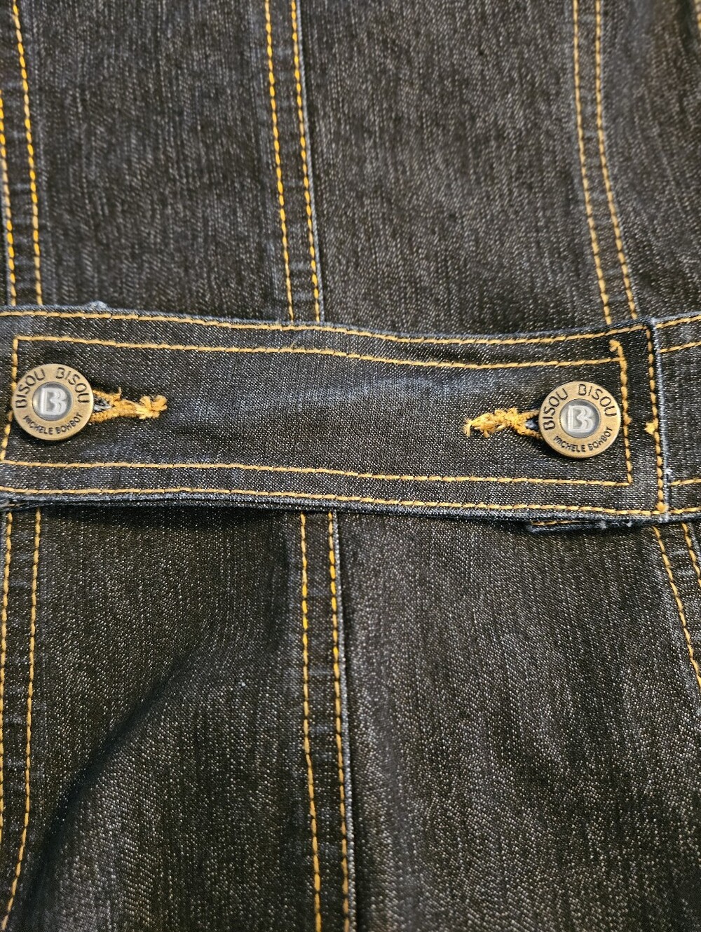 Vintage Bisou Bisou Y2K Dark Wash Denim Tailored Peplum Blazer Jacket 10 - Picture 8 of 11